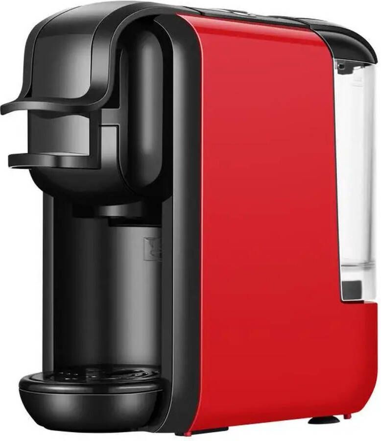 DrPhone MCM 3 in 1 Koffiezet Apparaat – Multi-Capsules – Koffie Machine Geschikt voor Nespresso Dolce Gusto & Oploskoffie 19Bar 600ml – Zwart Rood