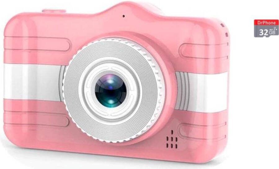 DrPhone PIXEL3 Digitale KinderCamera Pro – 3.5inch Grote Scherm – 1080P 2.1MP Video & Fotoshoot Kids – Selfie Functionaliteit + 32GB Micro SD Geheugen – Roze