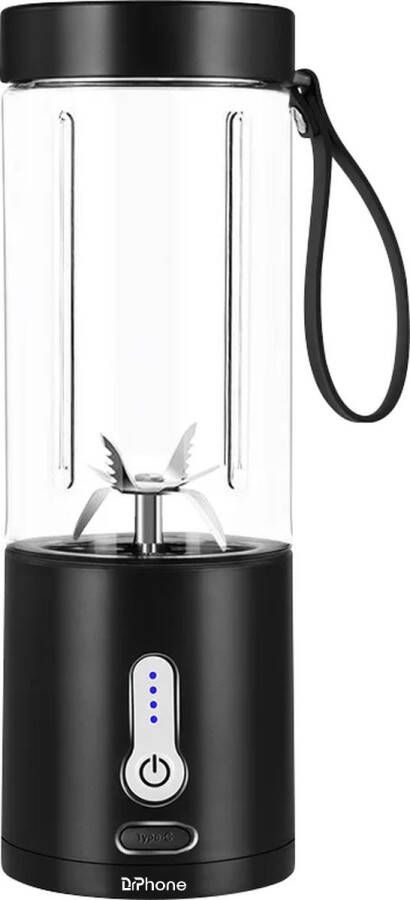 DrPhone PowerBlend Draagbare Elektrische Juicer – Draagbare Blender – 530 ML Capaciteit – 20000 RPM – Mini Juicer Zwart