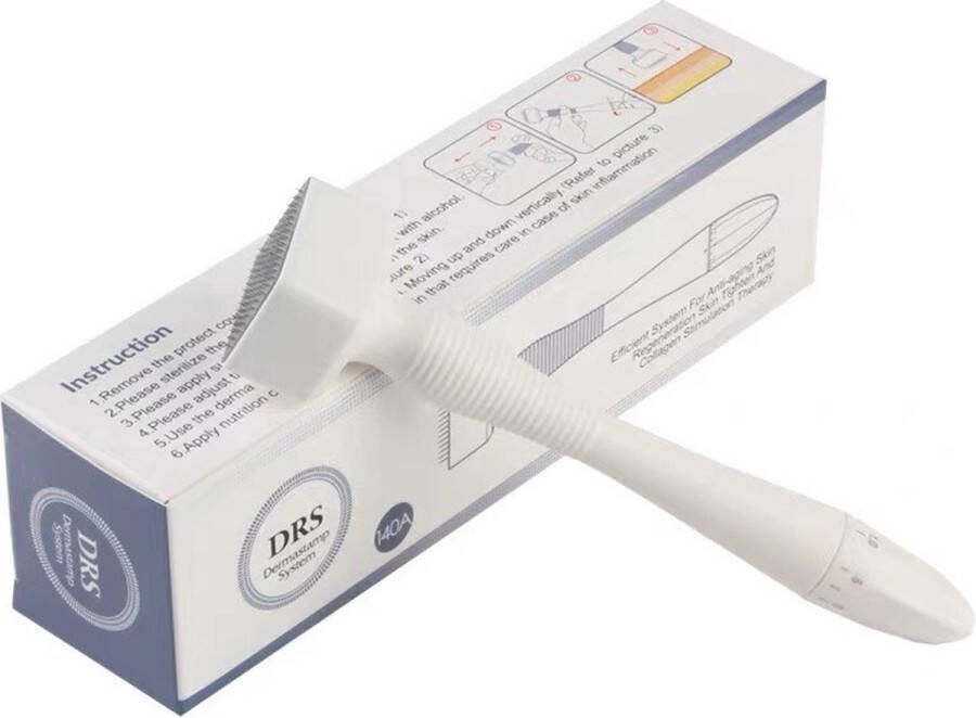 DRS Dermaroller-Dermastamp -Derma Pen-Verstelbare Microneedle Derma Stamp voor Gezichtshuid Acne Littekenherstel -Dermaroller Haargroei- Dermaroller Verstelbaar van 0MM tot 3MM-140 naalden