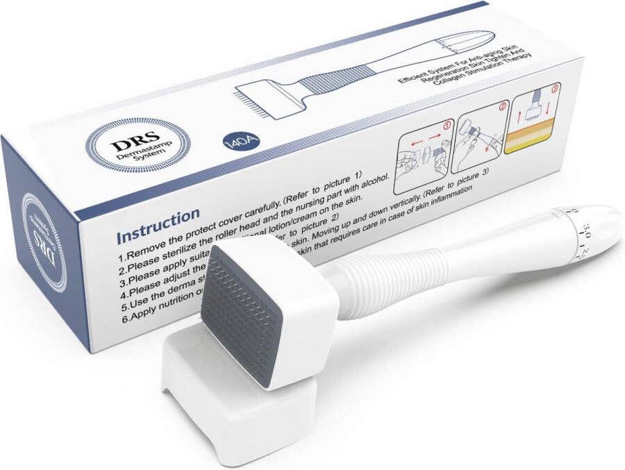 DRS Dermastamp Verstelbare Microneedling Beste Dermaroller voor Huid Haargroei en Baardgroei 140 Naalden Verstelbaar van 0 5 mm tot 3 mm Geschikt voor Microneedling Minoxidil en Gezichtsverzorging