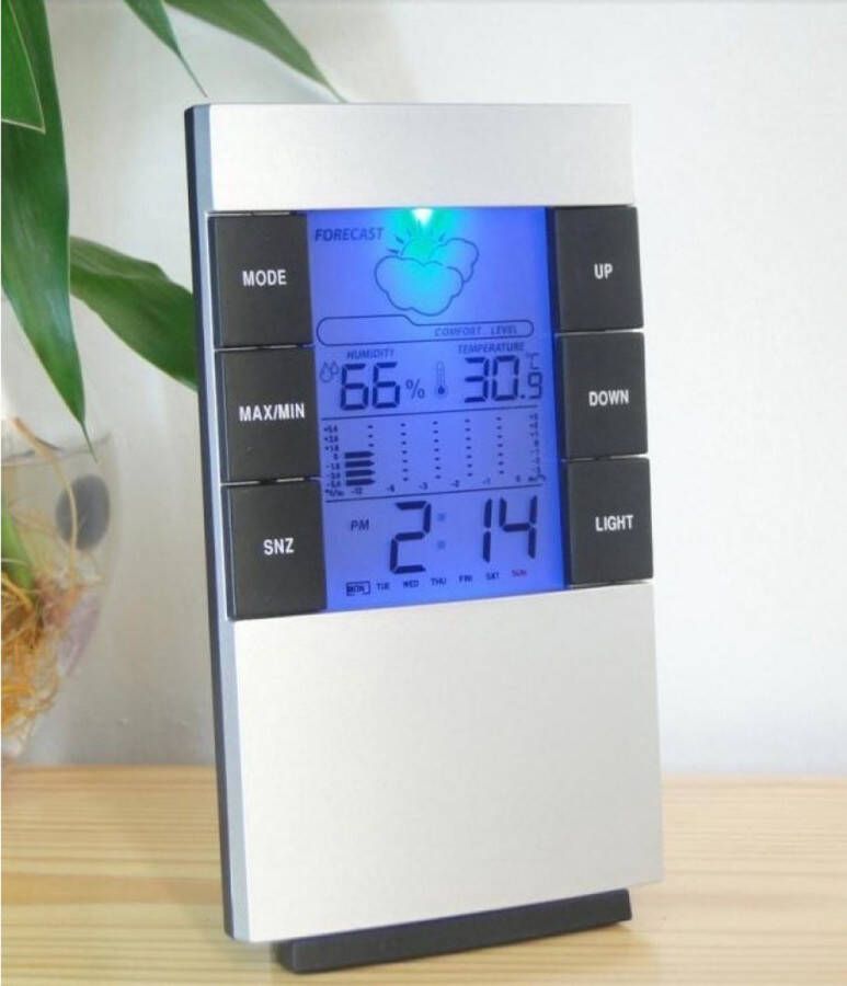 DS-3210 Weather Forecast Clock Weerstation Barometer Thermometer Alarmklok 14 x 8 cm Binnen en Buiten