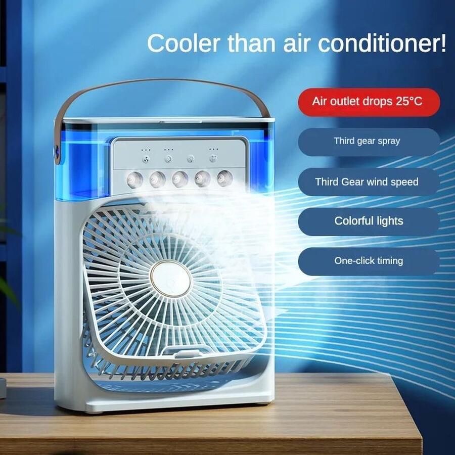 Ds Draagbare Airconditioner Water Koeler Luchtventilator Aircooler Mini Airco Aroma Diffuser Draagbare Luchtkoeler 7 Kleuropties 5 Spraystanden