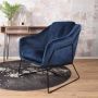 DS4U Antonio fauteuil sofa velvet velours fluweel stof donkerblauw met armleuning - Thumbnail 1