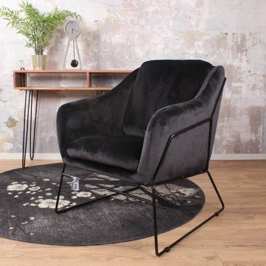 DS4U Antonio fauteuil sofa velvet velours fluweel stof zwart met armleuning