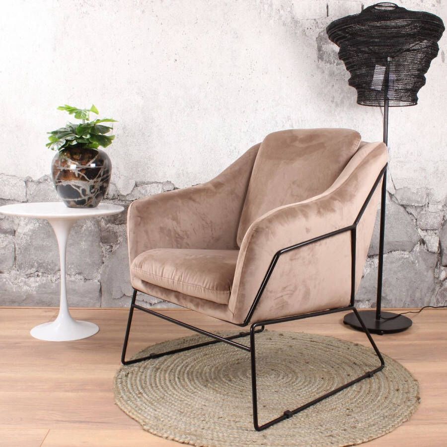 DS4U Antonio Fauteuil Velvet Champagne Stijlvol Luxueus en Trendy Zacht Velvet Bekleding voor een Elegant Uiterlijk Comfortabel Dik Zitkussen en Armleuningen Geschikt voor Woonkamer Slaapkamer en Hal Zeer Scherp Geprijsd