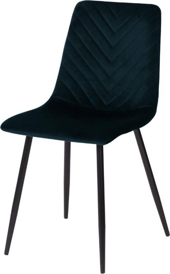 DS4U ® eetkamerstoel Gaby stoel industrieel velvet velours fluweel groen zwart metaal set van 2
