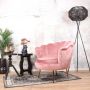 DS4U fauteuil Feliz stoel lounge stoel velvet velours fluweel met armleuning roze - Thumbnail 1