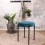 DS4U Mika kruk poef hocker velvet velours stof petrol blauw - Thumbnail 1