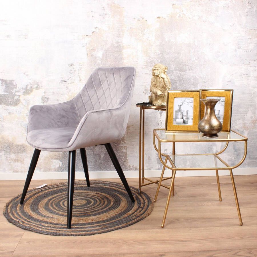 DS4U ® Ravi eetkamerstoel 2.0 kuipstoel stoel industrieel met armleuning velvet velours fluweel stof grijs