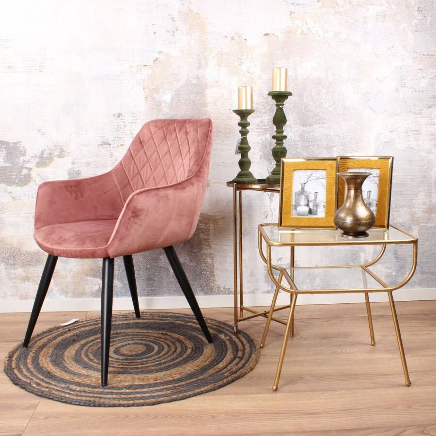 DS4U ® Ravi eetkamerstoel 2.0 kuipstoel stoel industrieel met armleuning velvet velours fluweel stof roze
