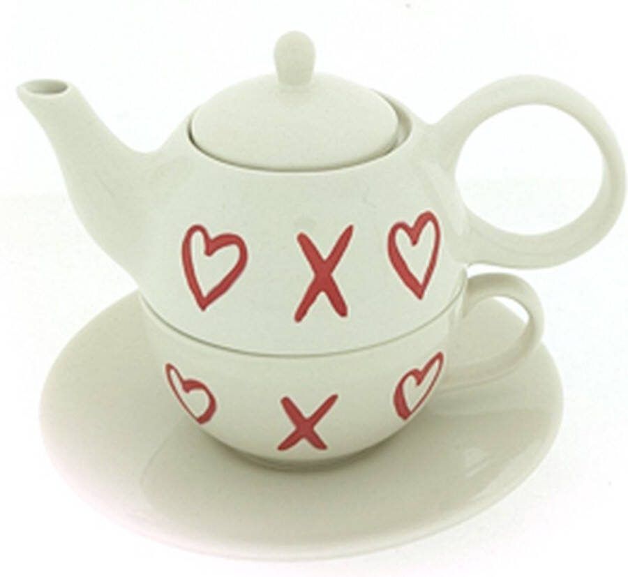 DSB Tea for one set Love- Theeset Theepot met kopje Tea for one theepot Keramiek Handgeschilderd