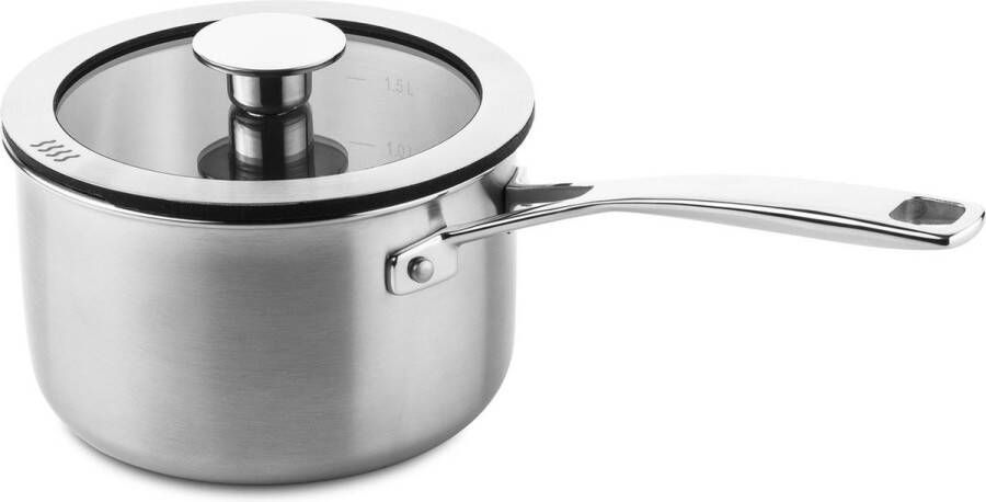 DUCQ Downdraft steelpan 16 cm RVS 3-ply glazen deksel