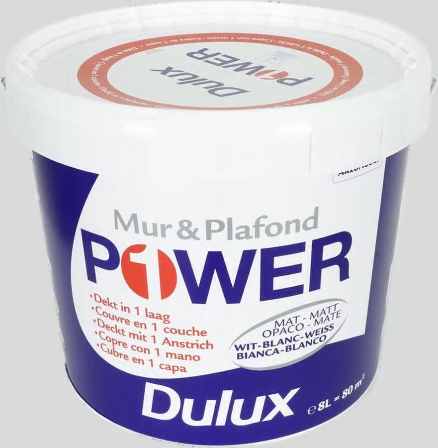 Dulux Power Muurverf Mat Wit 8L