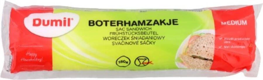 Dumil Boterhamzakjes Sandwich Bag 19 x 26 cm 150 stuks per rol 1 stuk