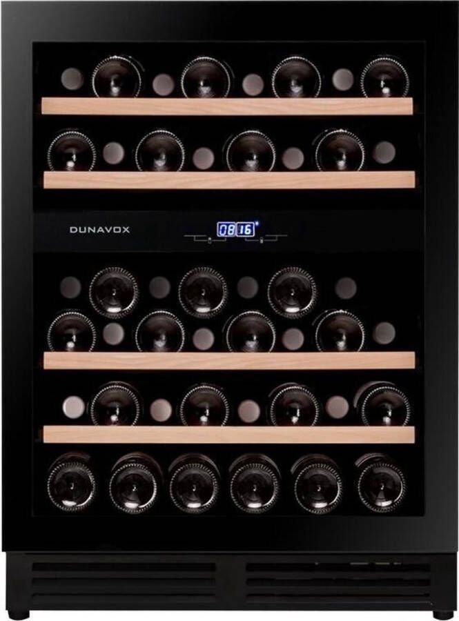 Dunavox Flow-45 Wijnkoelkast 2 T° Touch Open Black Full Glas 88 cm Hoogte