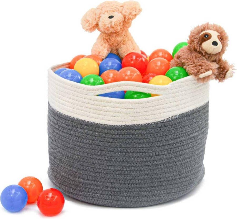 DuneDesign Ø34x25 Katoenen Touw Mand 20L Decoratieve Opbergmand Speelgoedmand Wasmand Plantenmand