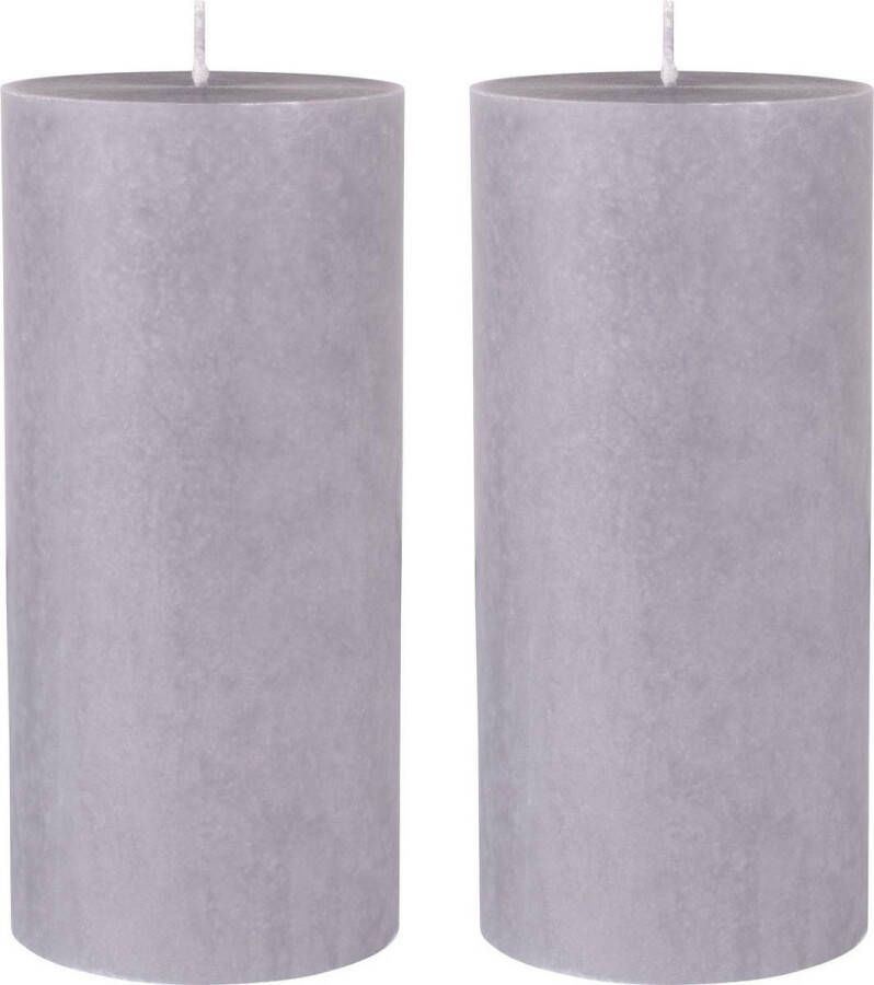 Duni 2x stuks grijze cilinder kaarsen stompkaarsen 15 x 7 cm 50 branduren sfeerkaarsen grijs Stompkaarsen