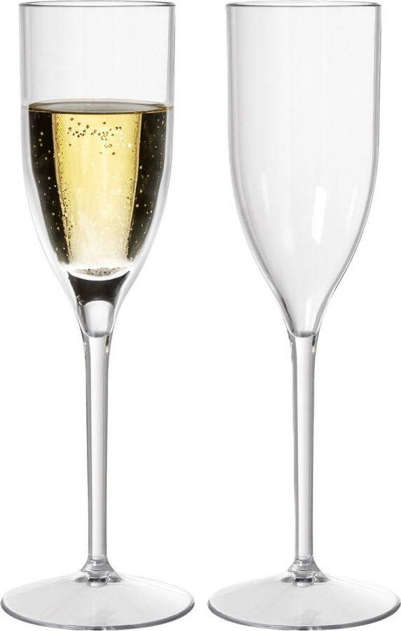 Duni Champagneglas Elegance 2x chique onbreekbaar kunststof 130 ml vaatwasser bestendig plastic wijnglazen