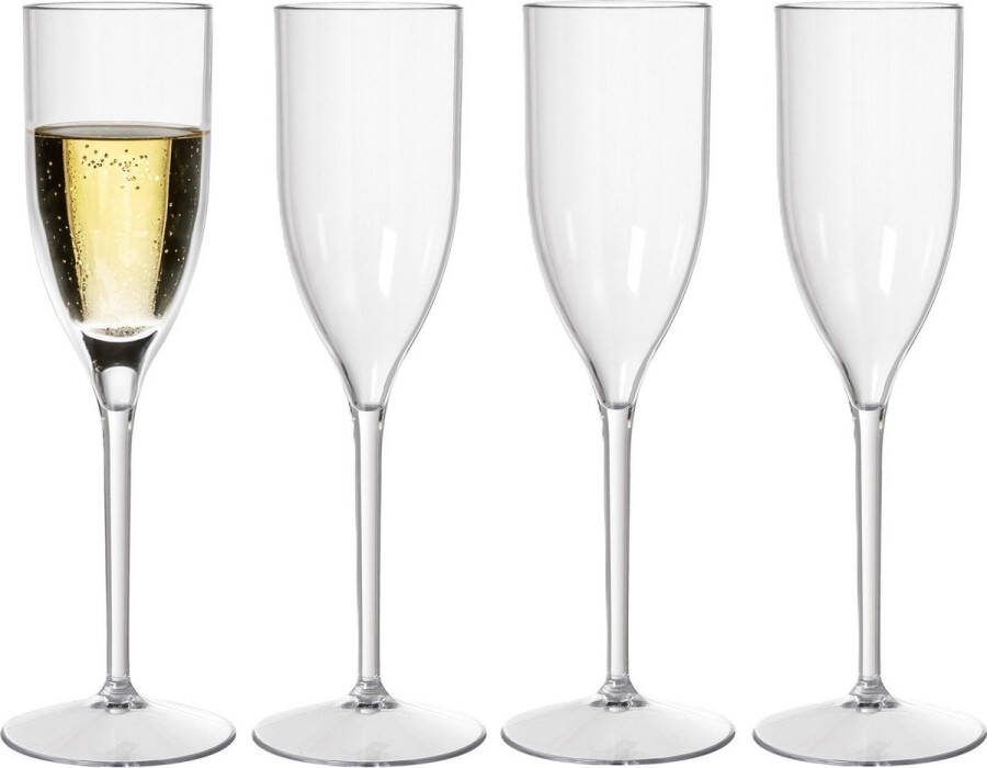 Duni Champagneglas Elegance 4x chique onbreekbaar kunststof 130 ml vaatwasser bestendig plastic wijnglazen