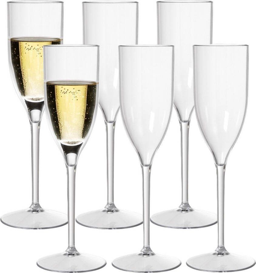 Duni Champagneglas Elegance 6x chique onbreekbaar kunststof 130 ml vaatwasser bestendig plastic wijnglazen