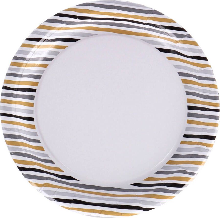 Duni Wegwerp Borden Stripes Black & Gold 22 Cm 10 Stuks
