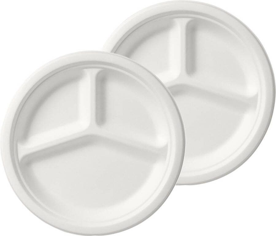 Duni Wegwerp fondue gourmet borden 100x 3-vaks wit D26 cm feest buffet bordjes