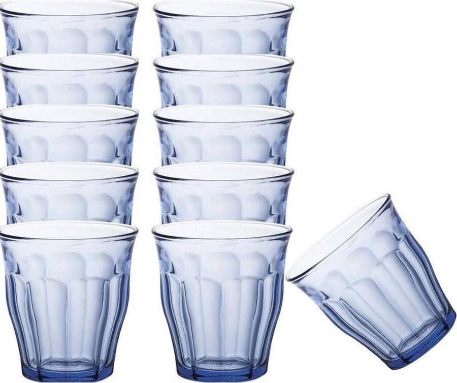 Duralex 12x Drinkglazen waterglazen Picardie blauw 250 ml Koffie thee glazen Picardie 250 ml