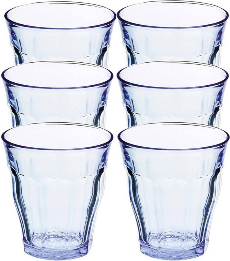 Duralex 12x Drinkglazen waterglazen Prisme blauw 275 ml Koffie thee glazen Prisme 275 ml