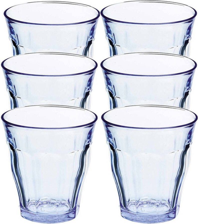 Duralex 16x Drinkglazen waterglazen Prisme blauw 275 ml Koffie thee glazen Prisme 275 ml