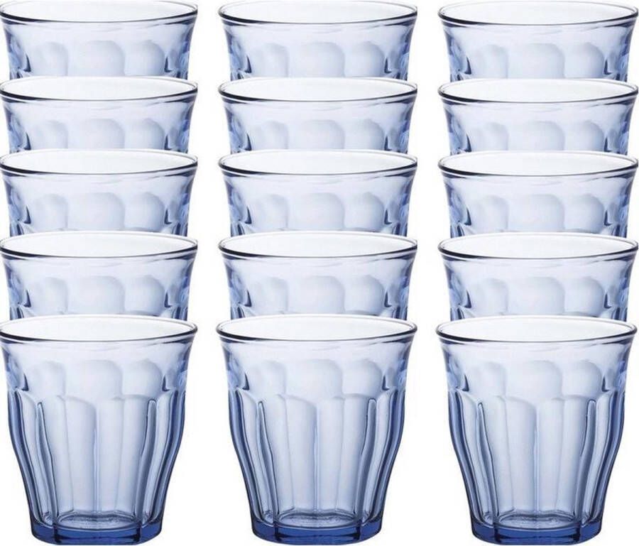 Duralex 18x Drinkglazen waterglazen Picardie blauw 250 ml Koffie thee glazen Picardie 250 ml