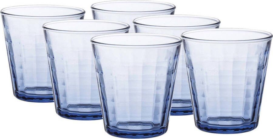 Duralex 18x koffie espresso glazen Prisme blauw 170 ml Espresso glazen van glas 170 ml