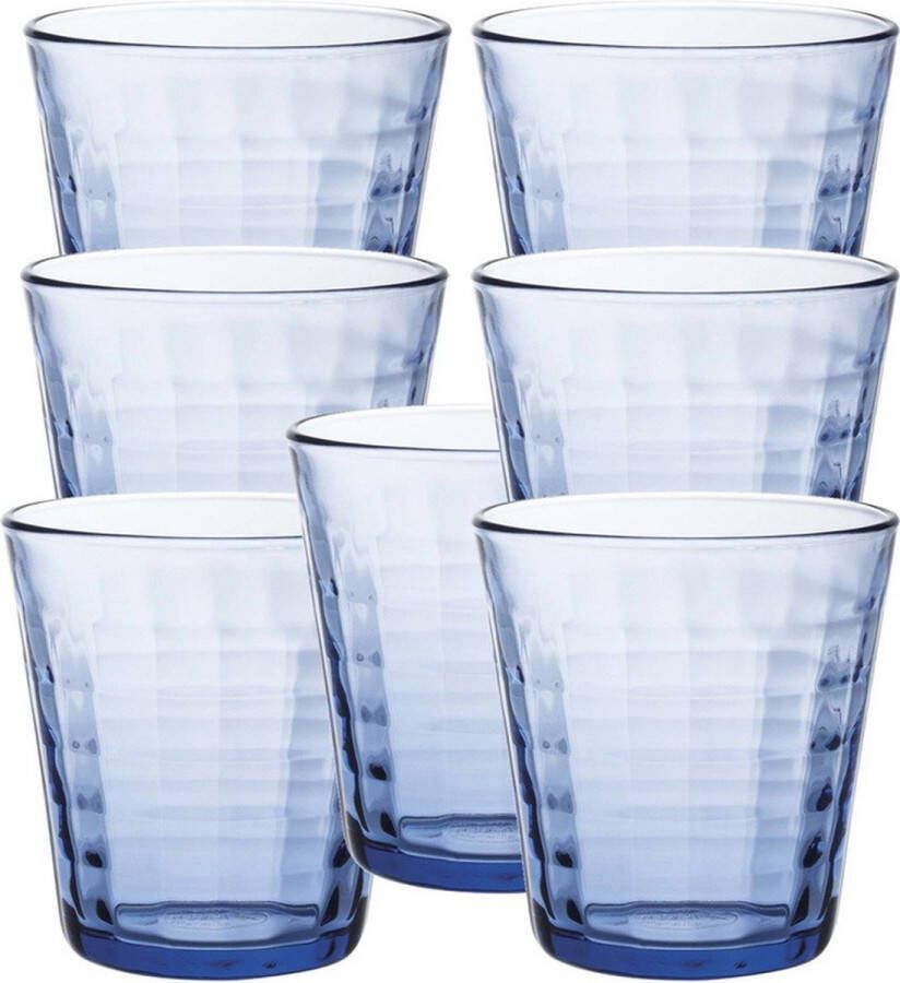 Duralex 20x Drinkglazen waterglazen Prisme blauw 275 ml Koffie thee glazen Prisme 275 ml