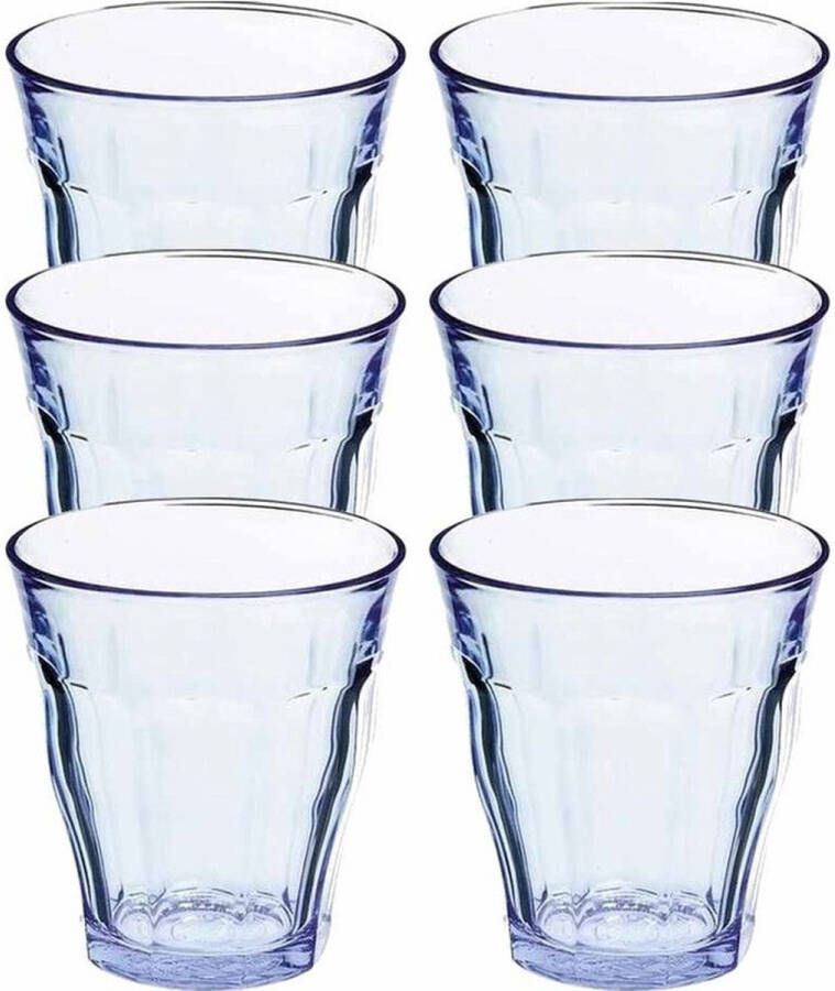 Duralex 6x Drinkglazen waterglazen Picardie blauw 310 ml Koffie thee glazen Picardie 310 ml