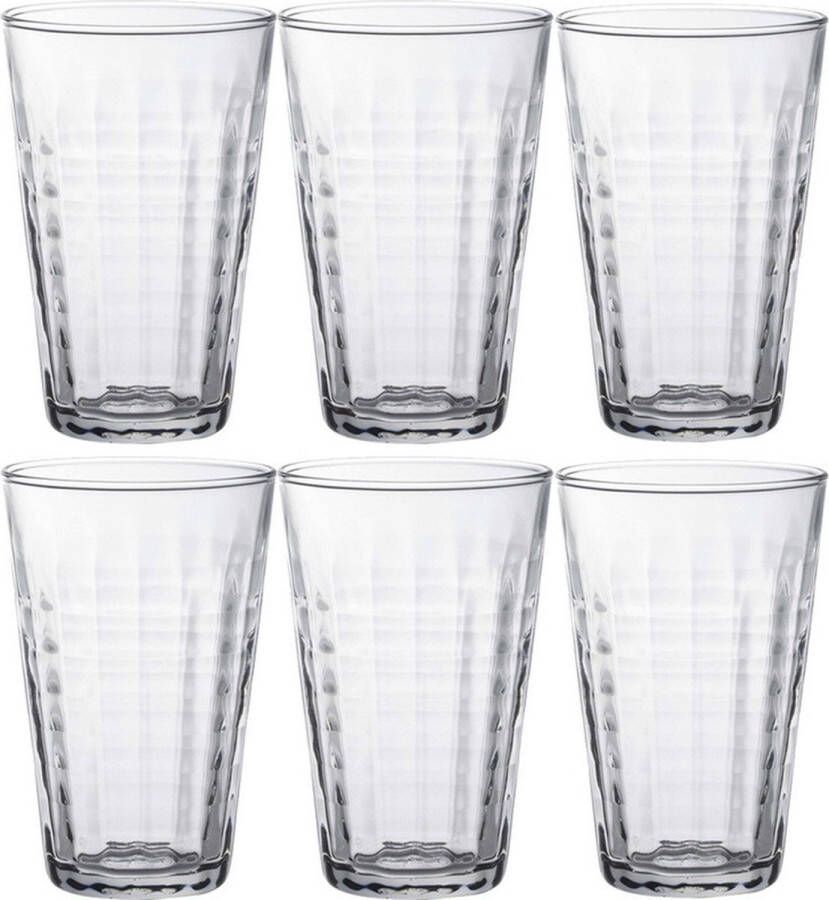 Duralex 6x Drinkglazen waterglazen Prisme transparant 330 ml Koffie thee glazen Prisme 330 ml