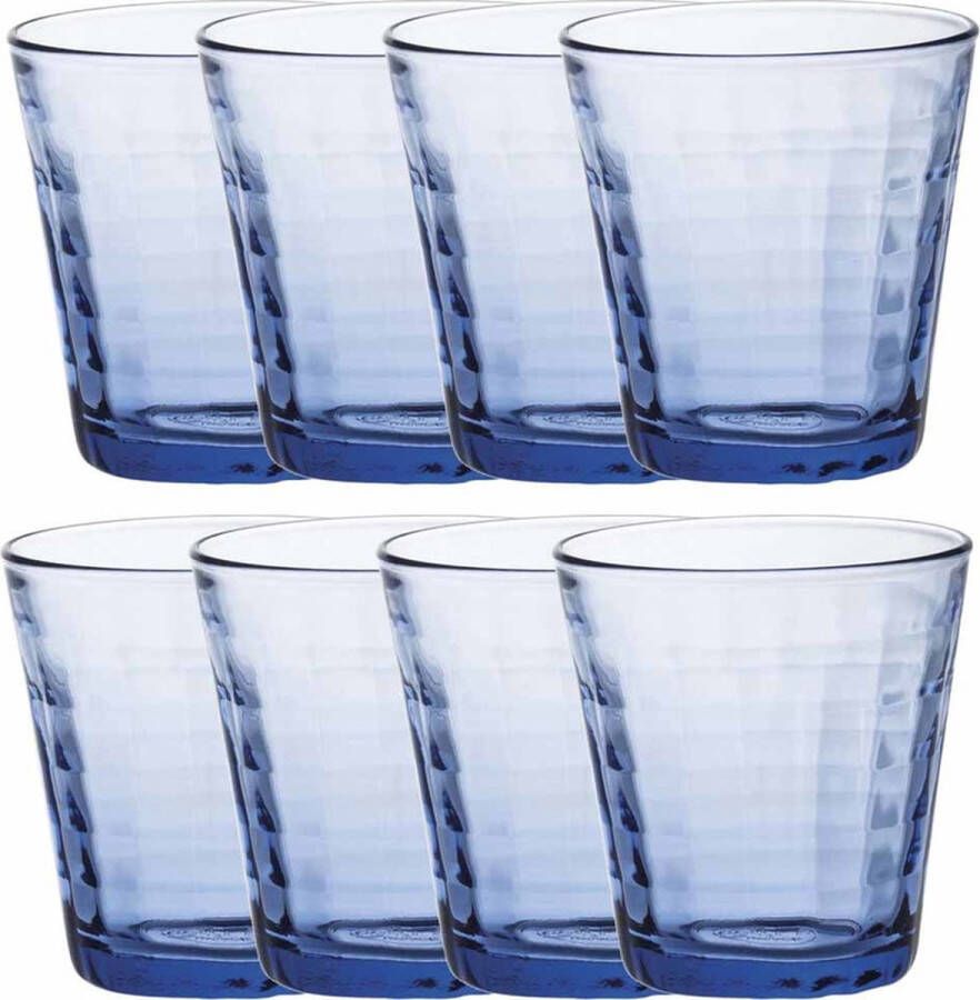 Duralex 12x Drinkglazen waterglazen Prisme blauw 220 ml Koffie thee glazen Prisme 220 ml