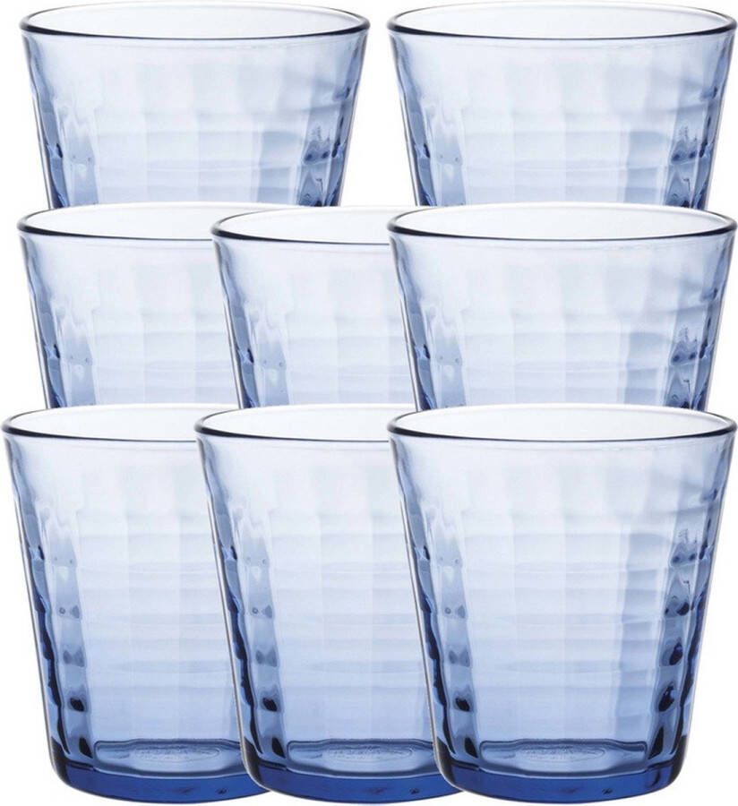 Duralex 8x Drinkglazen waterglazen Prisme blauw 275 ml Koffie thee glazen Prisme 275 ml