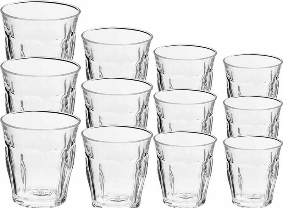 Duralex Drinkglazen waterglazen Picardie set transparant 160 220 250 310 ml 24-delig koffie thee glazen