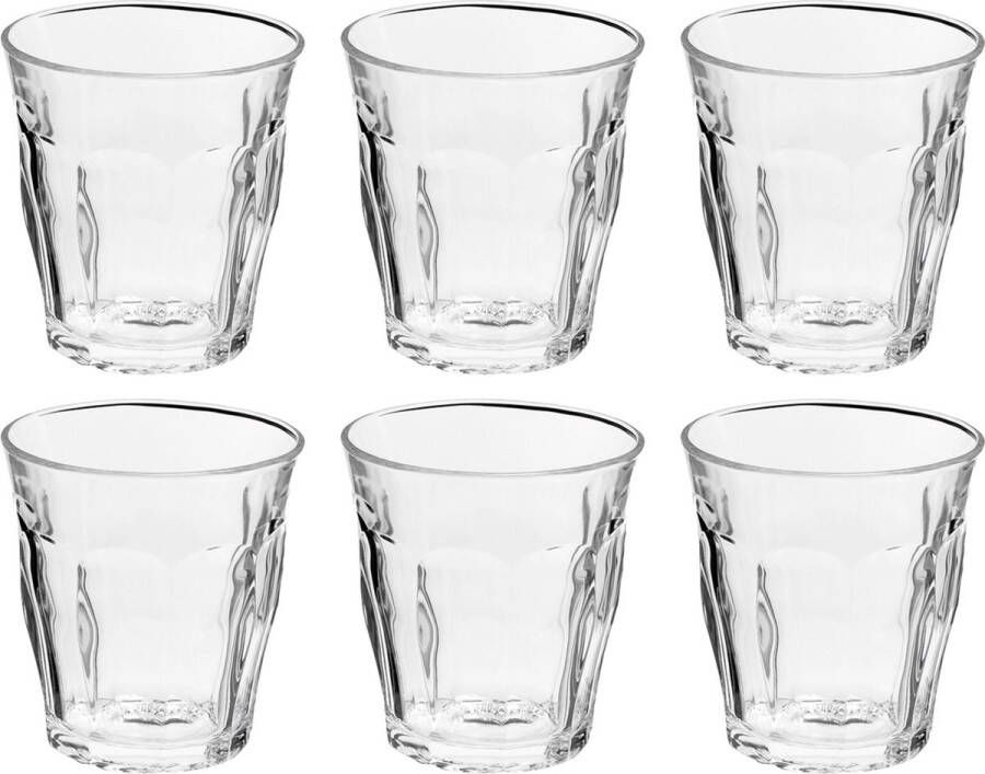 Duralex Drinkglazen waterglazen Picardie 6x stuks helder transparant glas 200 ML Koffie thee fris hardglas