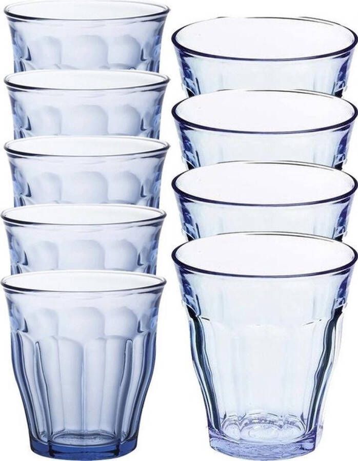 Duralex Drinkglazen waterglazen Picardie set blauw 250 310 ml 24-delig koffie thee glazen