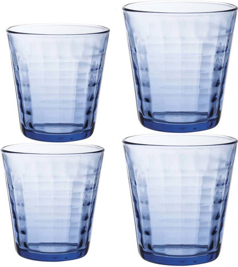 Duralex Drinkglazen waterglazen Prisme set blauw 220 275 ml 16-delig koffie thee glazen