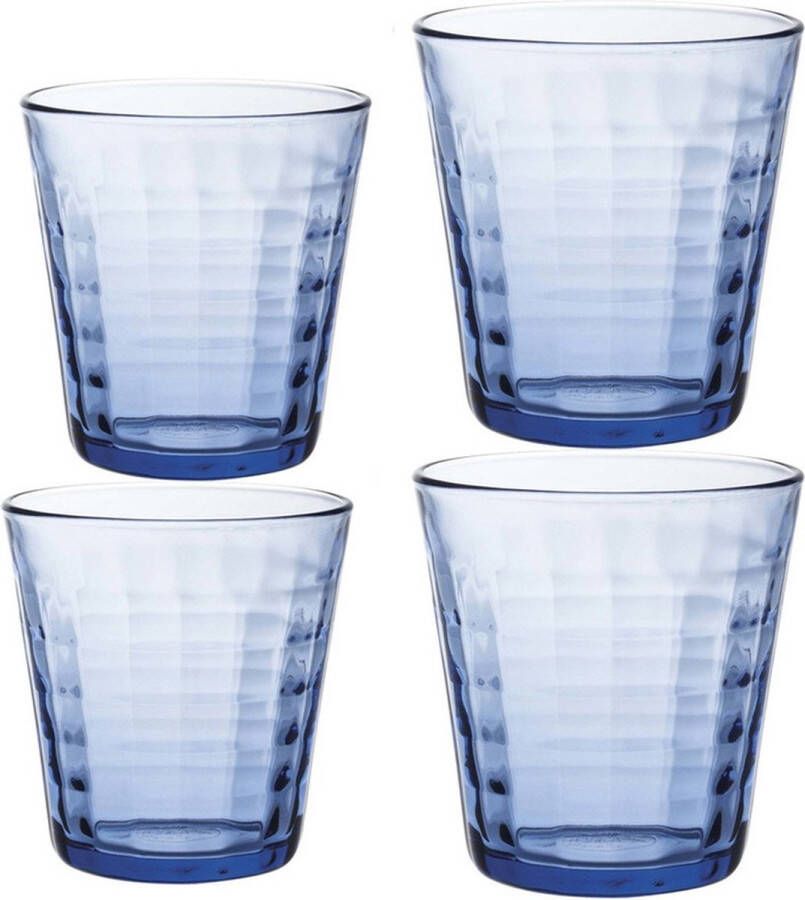 Duralex Drinkglazen waterglazen Prisme set blauw 220 275 ml 8-delig koffie thee glazen