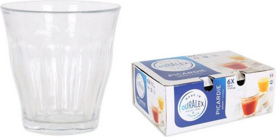 Duralex Drinkglazen waterglazen Picardie 6x stuks helder transparant glas 200 ML Koffie thee fris hardglas