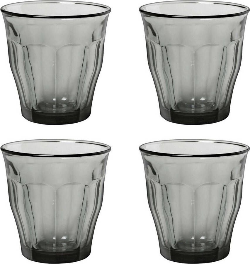 Duralex Picardie Waterglazen 310ml Set van 4 Gehard Glas Grijs