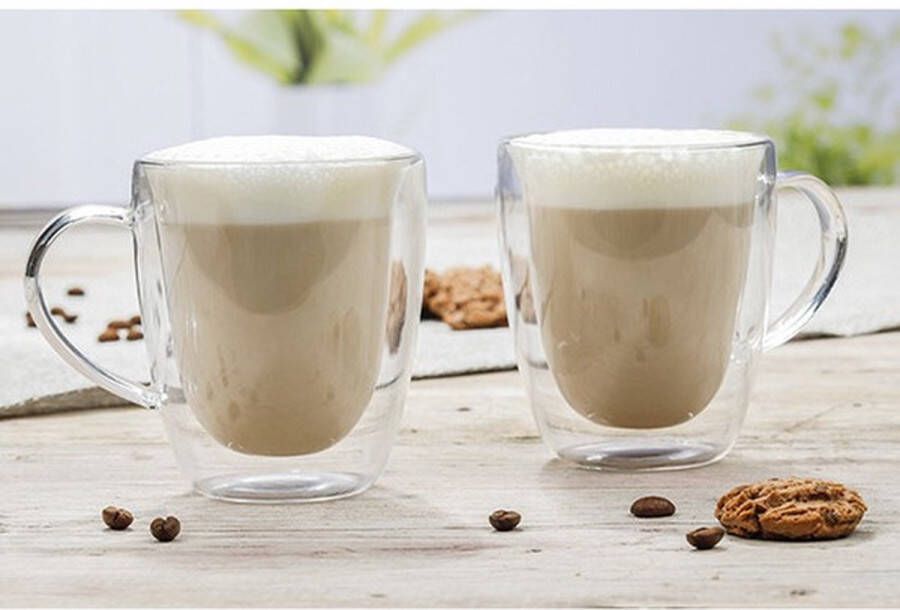 Duralex Set van 4x dubbelwandige koffieglazen cappuccino glazen 270 ml Dubbelwandige glazen voor cappuccino