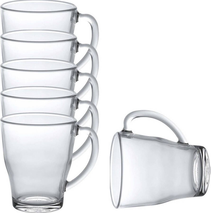 Duralex Theeglazen koffieglazen Cosy 12x stuks transparant glas 350 ml met handvat