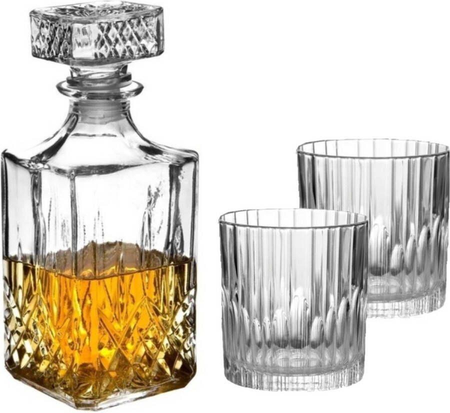 Duralex Set van 6x luxe drinkglazen whiskyglazen 310 ml met karaf Noblesse 1 liter Whiskeyglazen