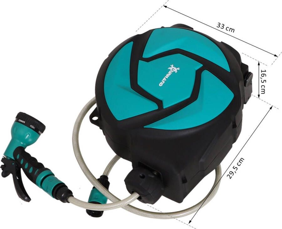 DURAND DURHAND Slangenbox voor wandmontage slanghaspel 10 m 180° draaibaar met multi-sproeikop vorstbeveiliging 845-260