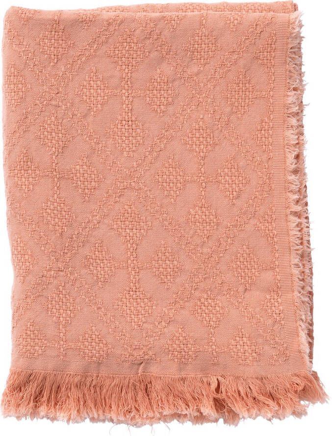 Dutch Decor BELLE Plaid 130x180 cm katoen geweven patroon Muted Clay roze Deken