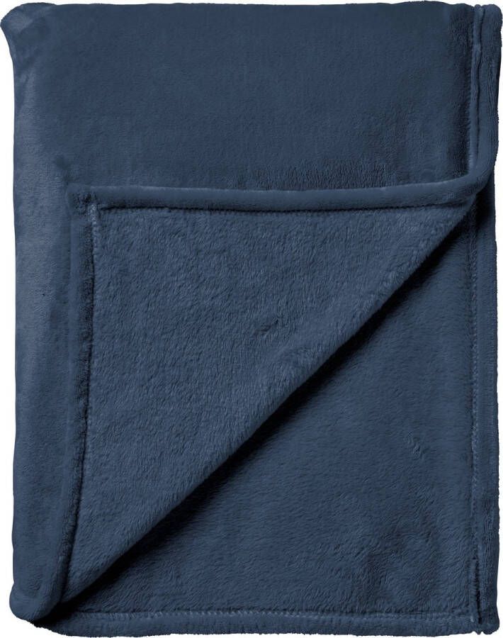 Dutch Decor CHARLIE Plaid 200x220 cm extra grote fleece deken effen kleur Insignia Blue blauw